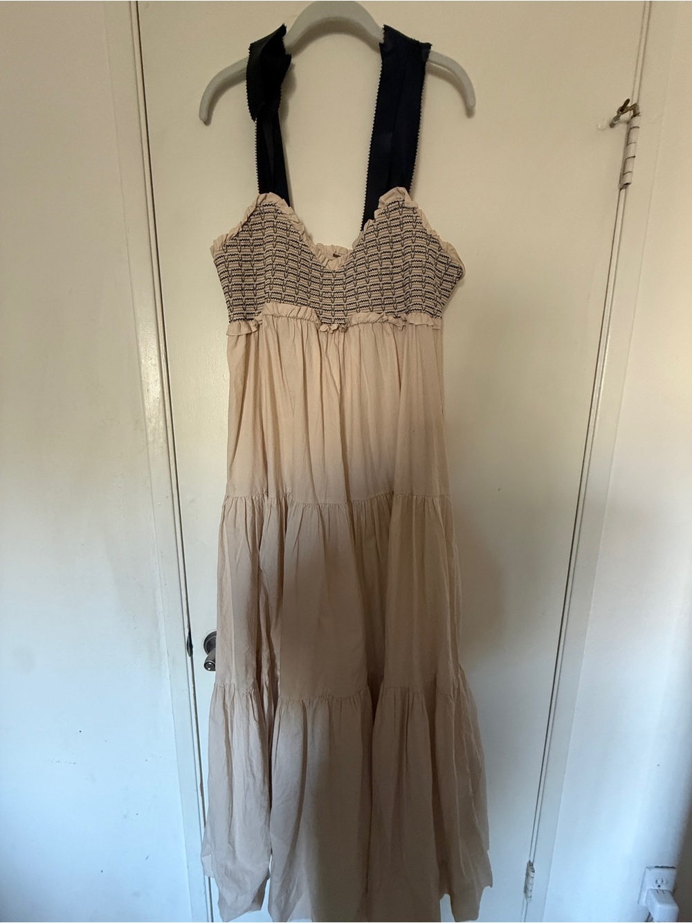 Free People Beige Maxi Dress with Navy Straps